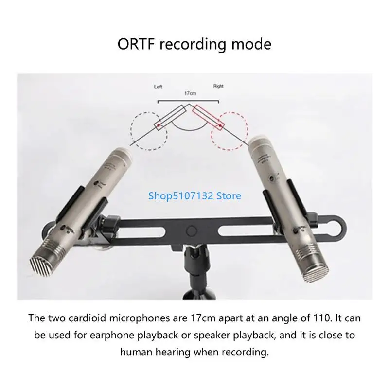 87HD Microphone Double Brackets Holder with 5/8Inch Thread Adjustable Stereo Microphone Rods Holds 2 Mics