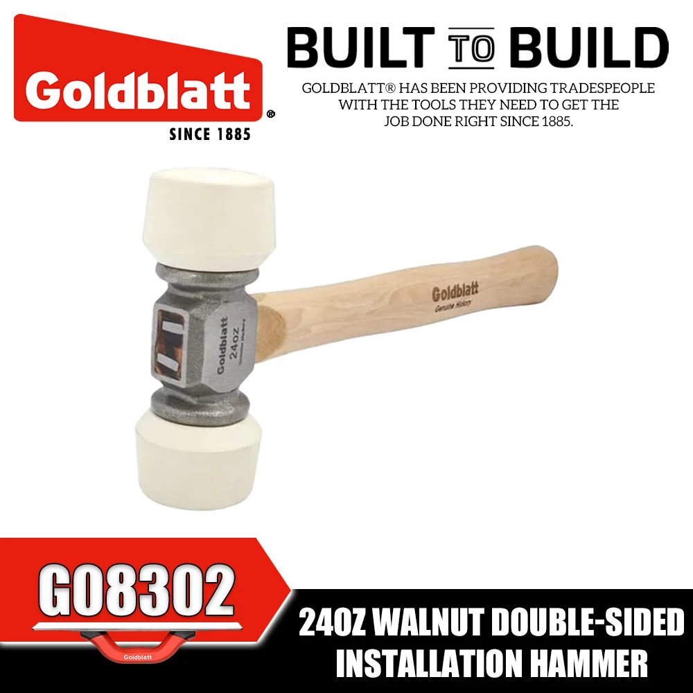 GOLDBLATT G08302 24oz Walnut Double-Sided Installation Hammer Hand Tools Tapping Pounding