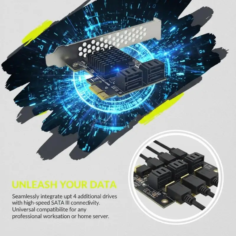 1Pcs 6Gbps SATA 3.0 To PCI-e 1X Adapter Expansion Card 4 Port Computer Card Connectors SATA III PCIe Card