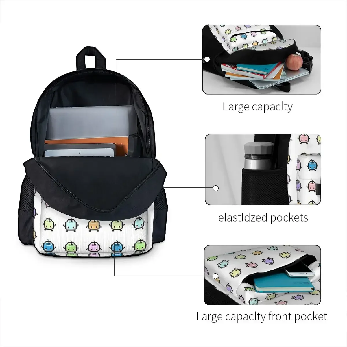 Stardew Valley Pastel Junimos Backpacks Boys Girls Bookbag Students School Bags Kids Rucksack Travel Rucksack Shoulder Bag