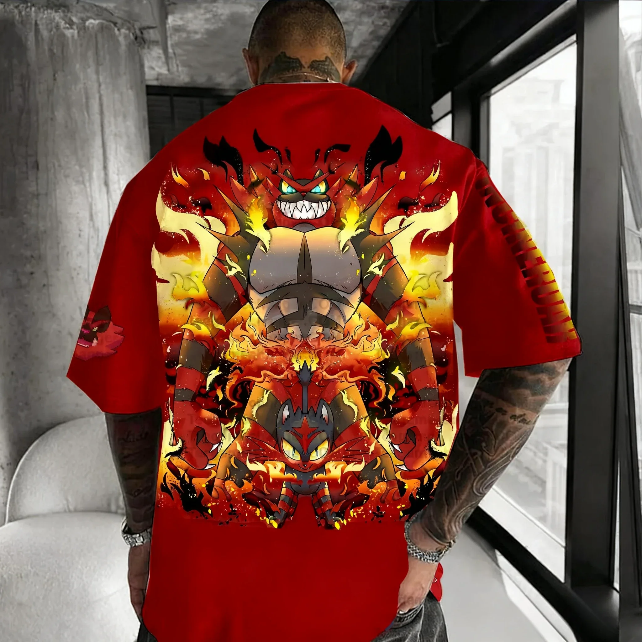 ポケモンアニメ親子Tシャツ夏メンズインシネロアール新作大きいサイズ原宿カジュアルゆったり万能半袖トップス