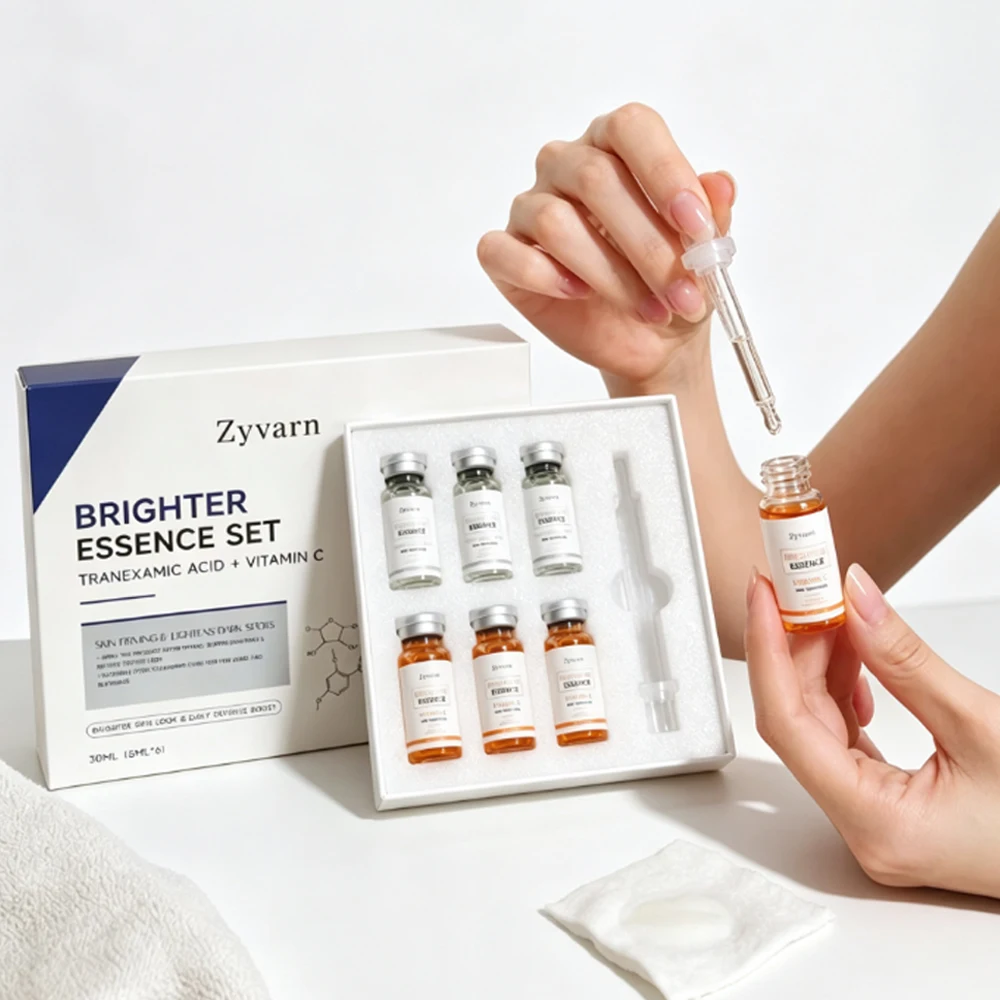Conjunto de Essência Clareadora para a Pele 5ml, Ácido Tranexâmico e Vitamina C, Sérum Facial Hidratante Profundo, Uniformiza o Tom da Pele, Cuidado S