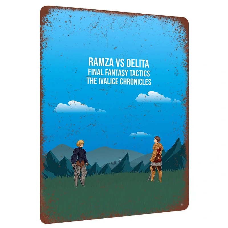 Final Fantasy Tactics Ramza vs Delita Metal Wall Art The Ivalice Chronicles Game Decor