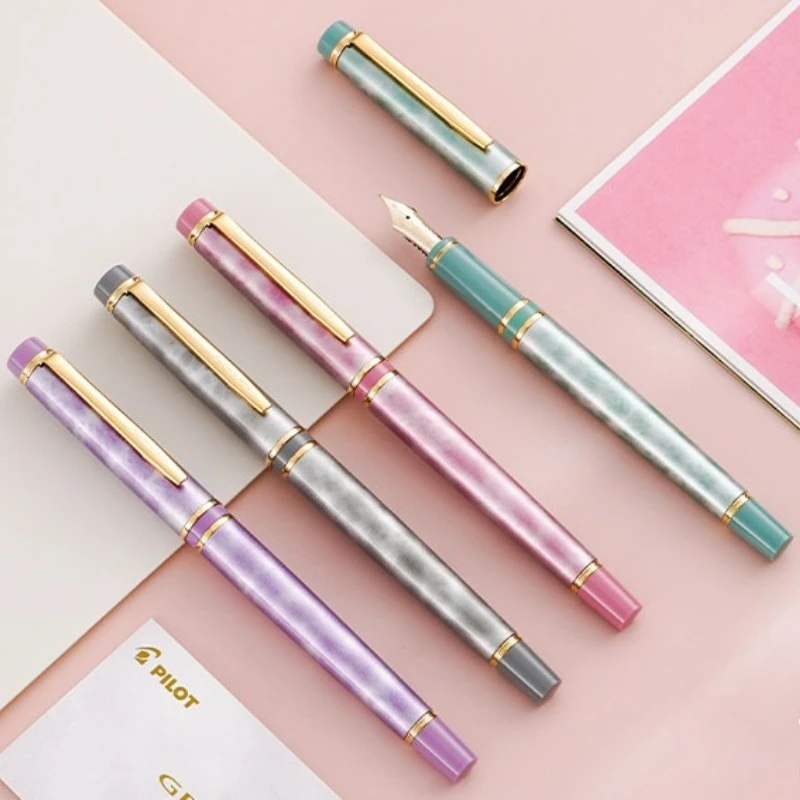 14K Gold Tip Japan PILOT Fountain Pen Gran Marble Pattern Metal Brass Pen Holder 0.5F 0.7M Stationery Supplies Business Ink Pen