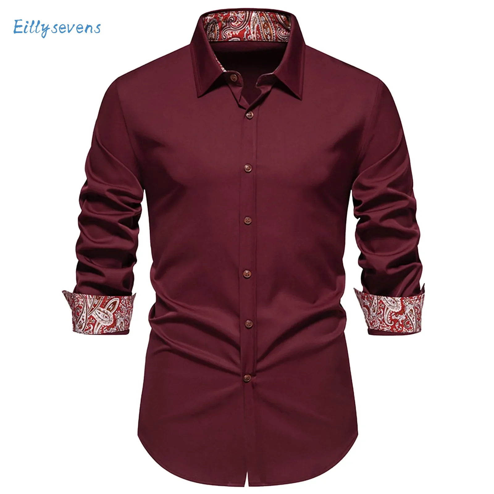 

Shirts For Men Trend Classic Printed Color Block Casual Shirts Lapel Long Sleeved Slim Fit Shirts Daily Commute Regular Shirts