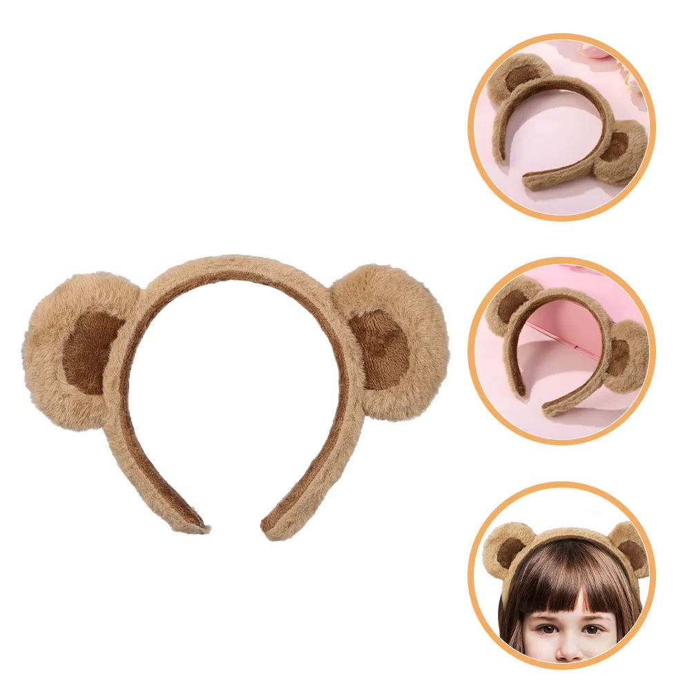 

3 Pcs Bear Headband Hair Bands Girl Headdress Make up Exquisite Fabric Decorative Hairband Baby Adorable Animal Headbands