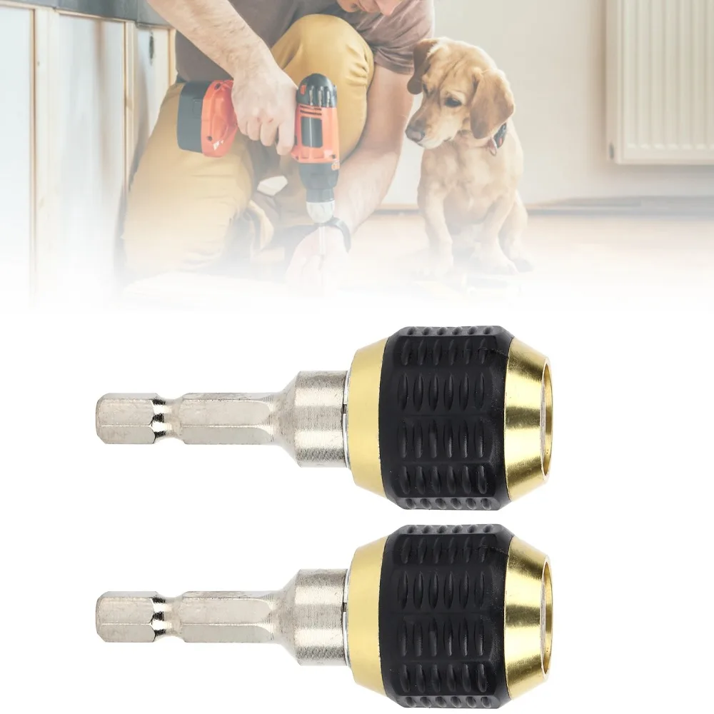 

2PCS Durable Universal Drill Chuck Compact Hex Shank Screwdriver Bit Holder Self-Locking Stainless Steel Drill Bit Extension