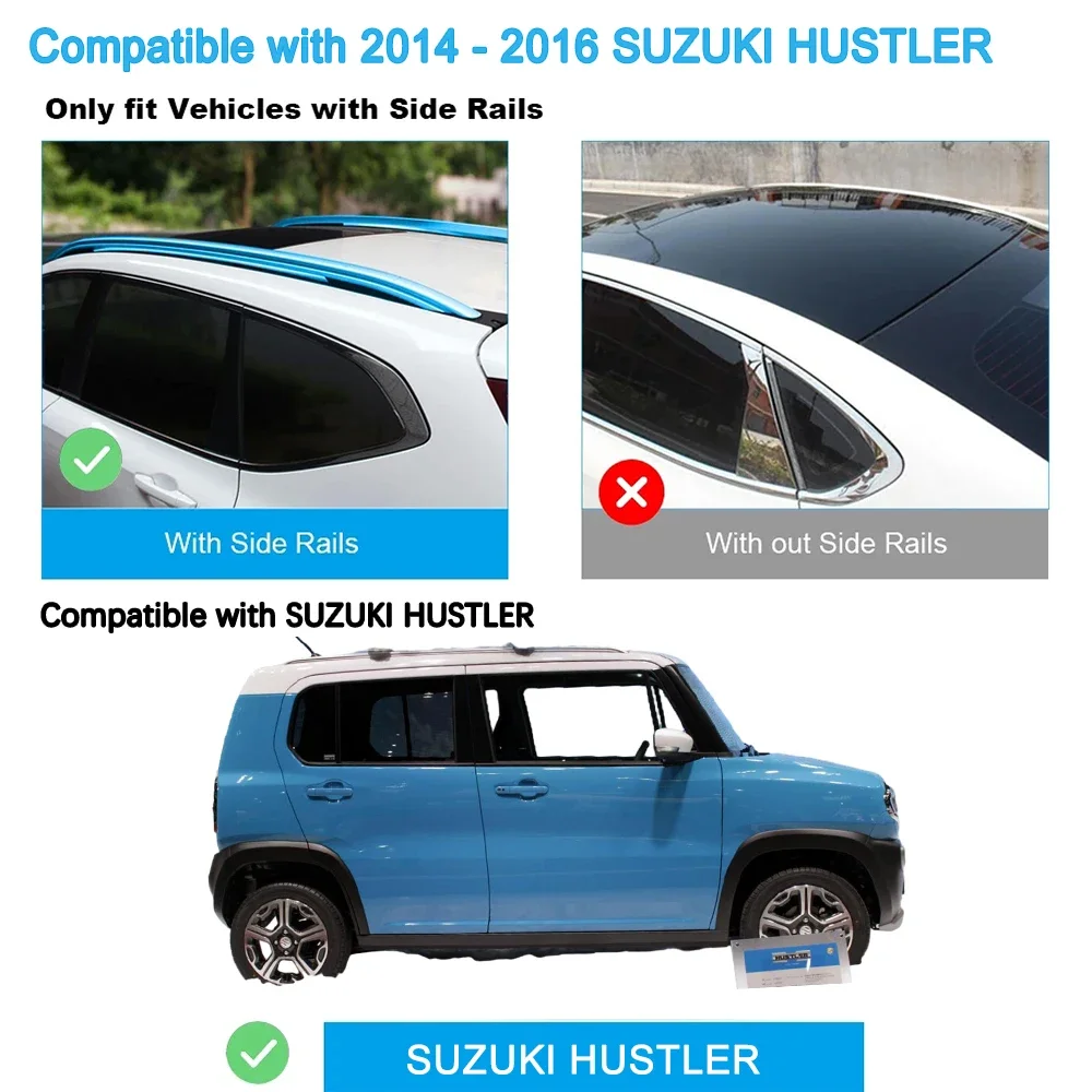 2Pcs Roof Bars for SUZUKI HUSTLER 2014- 2016 2017 2018 2019 Aluminum Alloy Side Bars Cross Rails Roof Rack Luggage Carrier