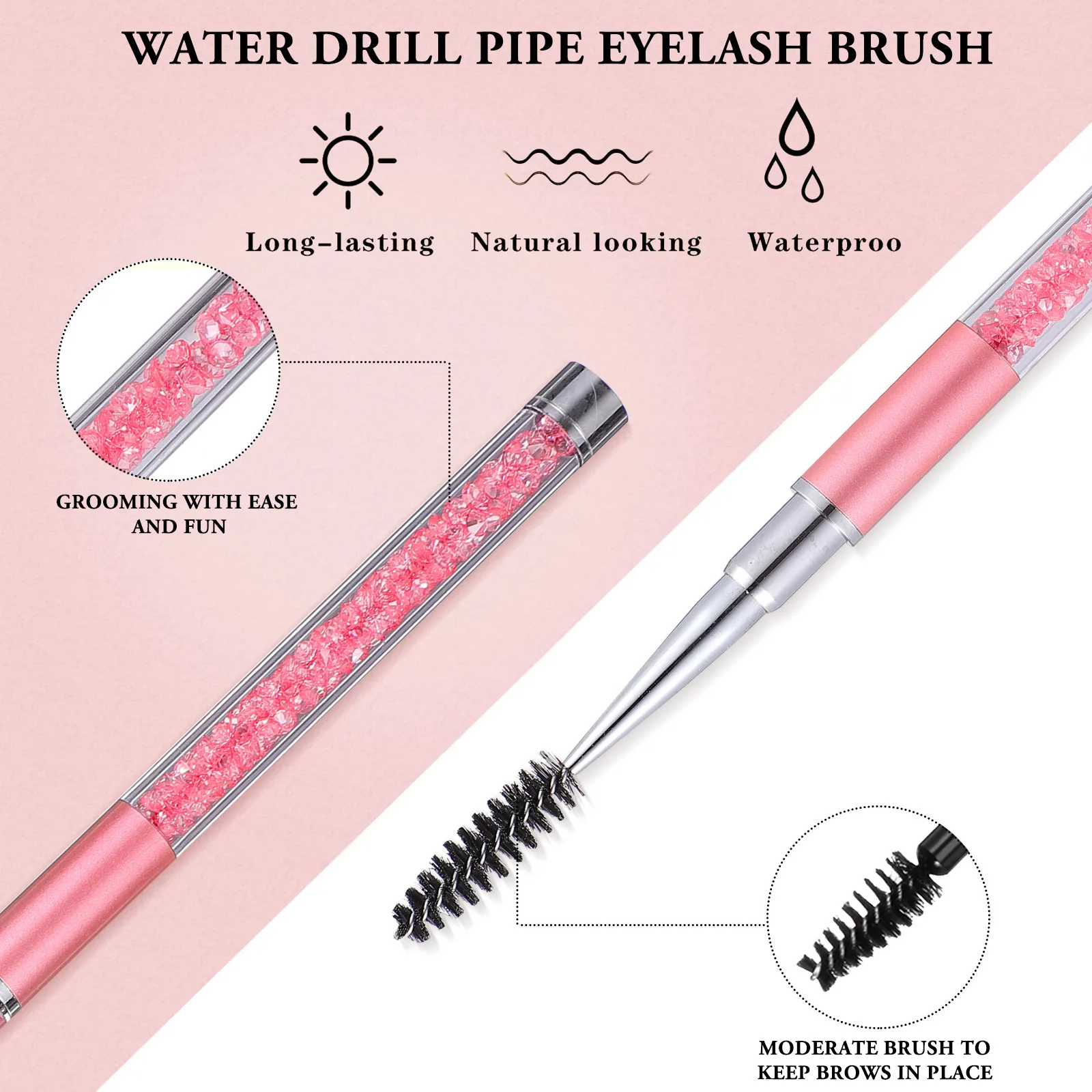 3Pcs Eyelash Brush Screw Eyebrow Mascara Wand Portable Tube Travel Makeup Tool Beginner Practice Screw Eyelash