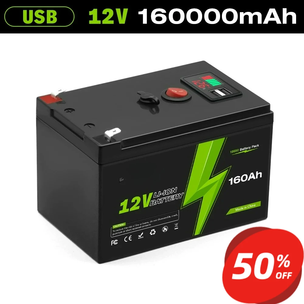 

12V 200mAh Lithium LiFePO4 Deep Cycle Battery, 4000+ Cycles Rechargeable Battery for Solar/Wind Power,Small UPS,Lighting