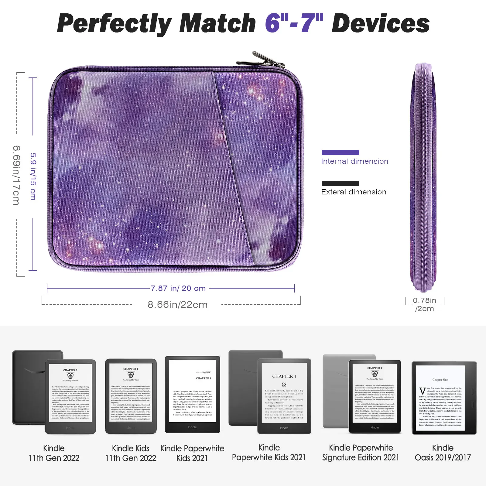 6-7 Inch Protective Sleeve Case for 6' Kindle 11th 2022/10th 2019/8th 2016, 7'/6.8' Kindle Paperwhite 12th/11th 2024