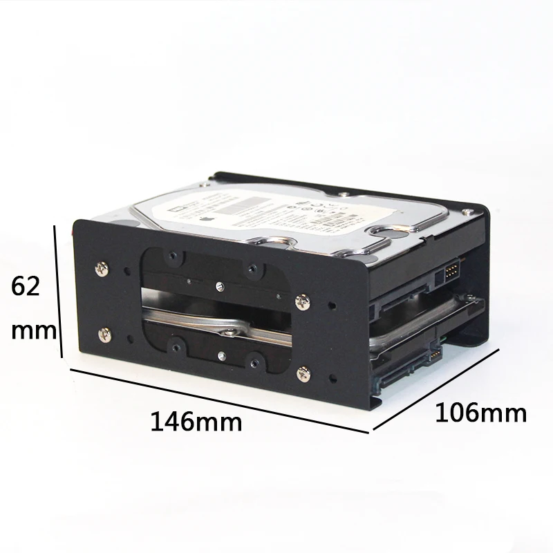 Double-layer 3.5-inch HDD Metal Bracket for PC Case Internal Expansion with Heat Dissipation view 3