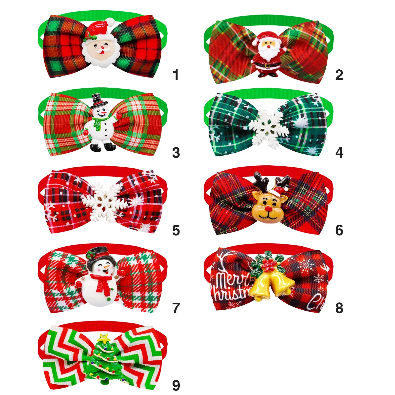 10 PCS Christmas Decorate Dog Bowties for Dogs Bow Tie Collar Doggy Xmas Grooming Dog Items Pets for Small Dogs Accessories