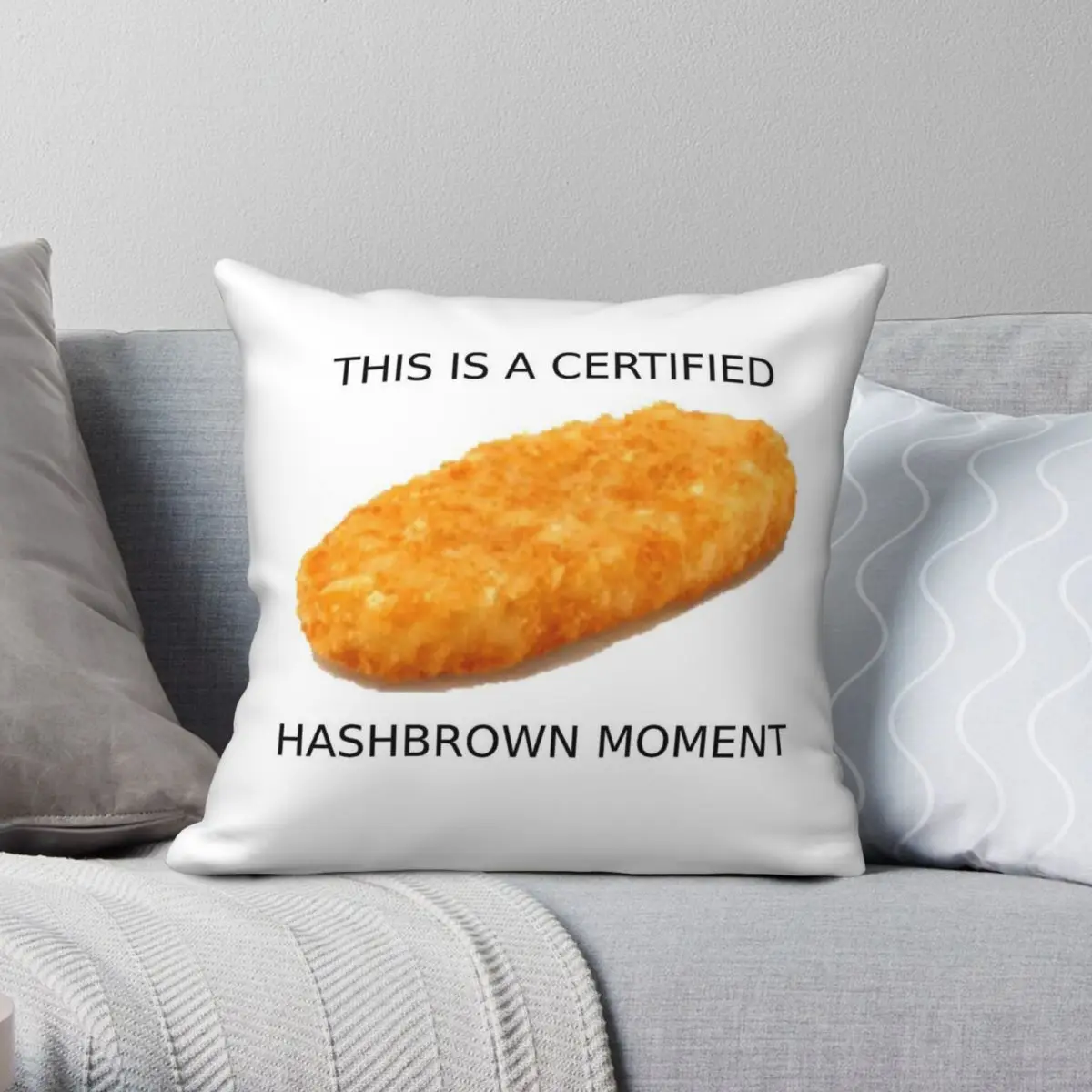Funda de almohada Hashbrown Moment, funda de almohada decorativa con cremallera estampada de terciopelo y lino de poliéster, funda de cojín para cama