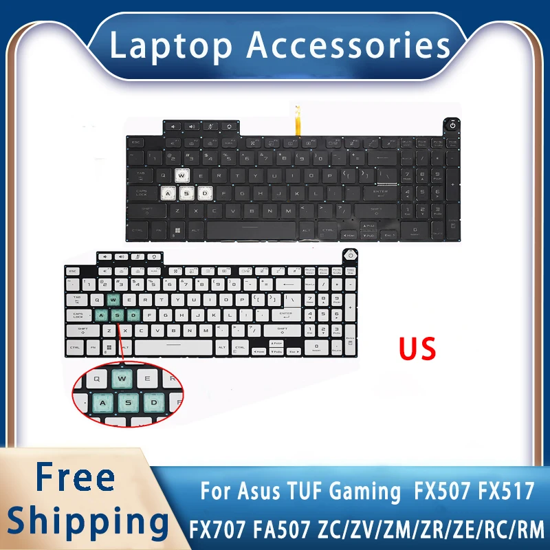 New For Asus TUF Gaming FX507 FX517 FA507 ZC/ZV/ZM/ZR/ZE/RC/RM;Replacemen Laptop Accessories US Keyboard