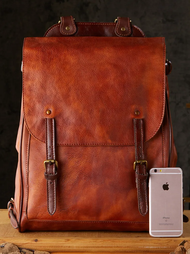 2026 Vintage Original High-quality Handmade Tanned Cowhide Large Capacity European And American Style Backpacks For Women Trendy
