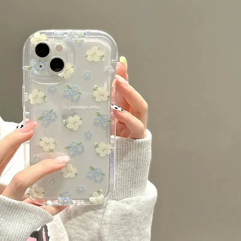 

Flower Phone Case For iPhone 15 Pro Case For iPhone 17 11 12 13 14 16 Pro Max X XR XS Max 7 8 Plus SE 2 Clear Shockproof Cover