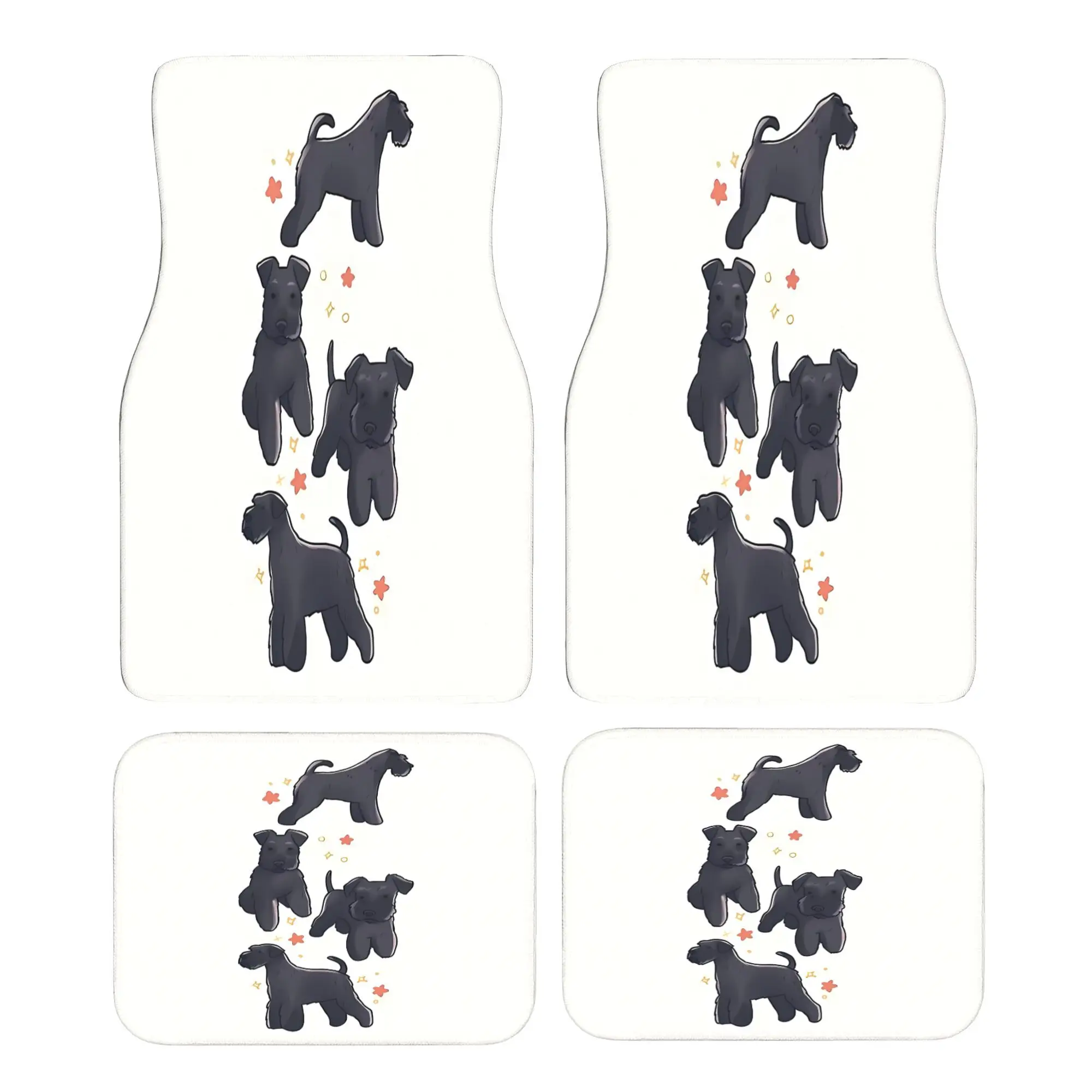 4pcs Black Sana Dog Theme Car Floor Mats Set, Suitable For Your Car Cabin, Enhances Overall Appearance, Perfect For Most Interio