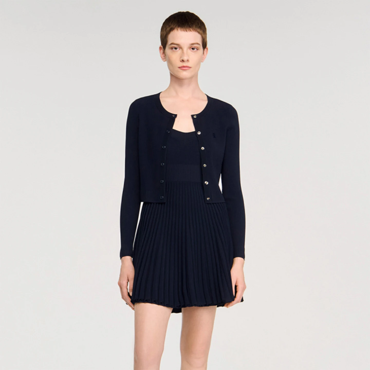 

MaSandeS Новинка осенне-зимнего сезона: Женский вязаный приталенный кардиган с круглым вырезом, простой дизайн, модная внутренняя одежда