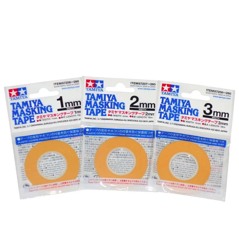 TAMIYA 87206-87207-87208 Masking Tape Set 3 Rolls 1mm-2mm-3mm Width Model Tapes for Spraying Coloring Tape Craft Model Tools