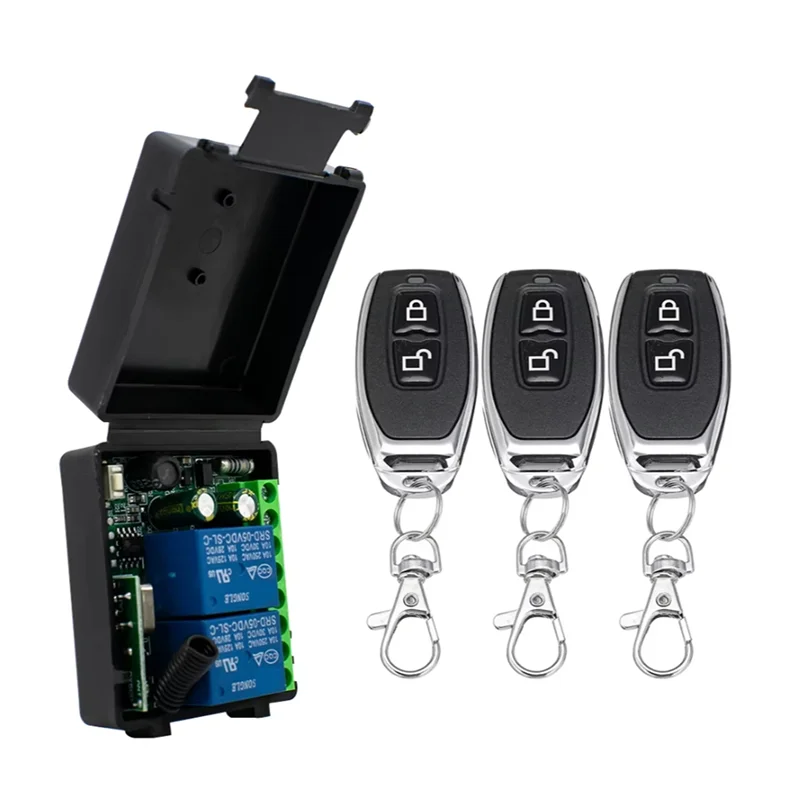 

A97I-Wireless Remote Control Switch 433Mhz AC 85-256V Relay 2CH Receiver Module For Garage Doors, Curtains, Lighting