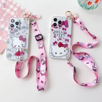 Pouzdro na telefon s motivem Hello Kitty pro Huawei Y9 Prime Y8 Y7 Y6 Y5 Pro 2018 Y8P Y7P Y6P Y5P Y7A Y8S s přívěskem na šňůrku přes rameno a crossbody 8 nejlepší prodej Pouzdro na Huawei Y7 Prime - №6