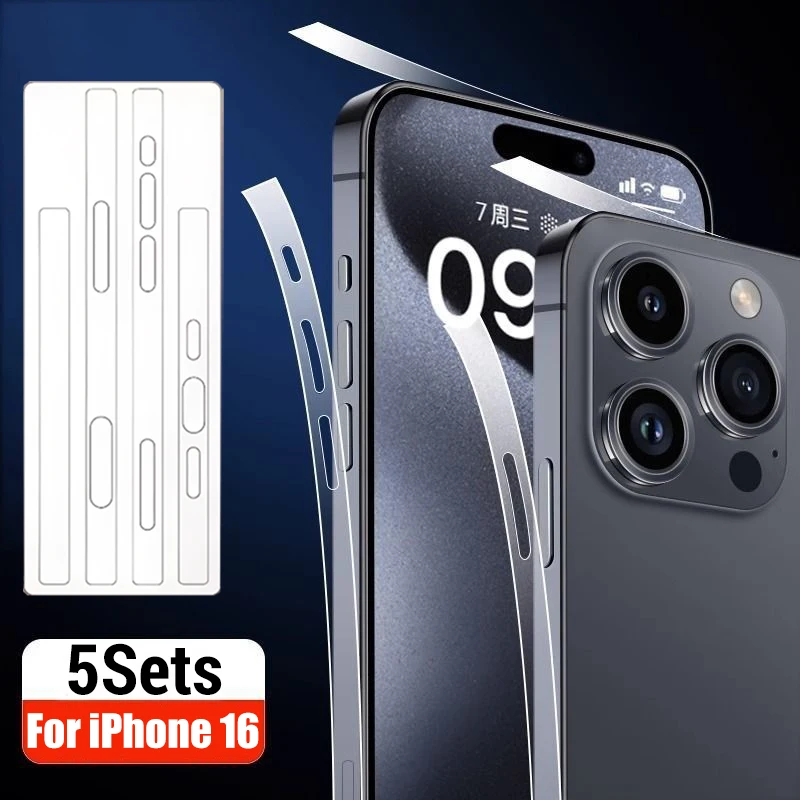 

Боковая защитная пленка для iPhone 16 Pro Max 16 Plus, защитная пленка с рамкой, мягкая пленка, гидрогелевая пленка с защитой от царапин и полным покрытием