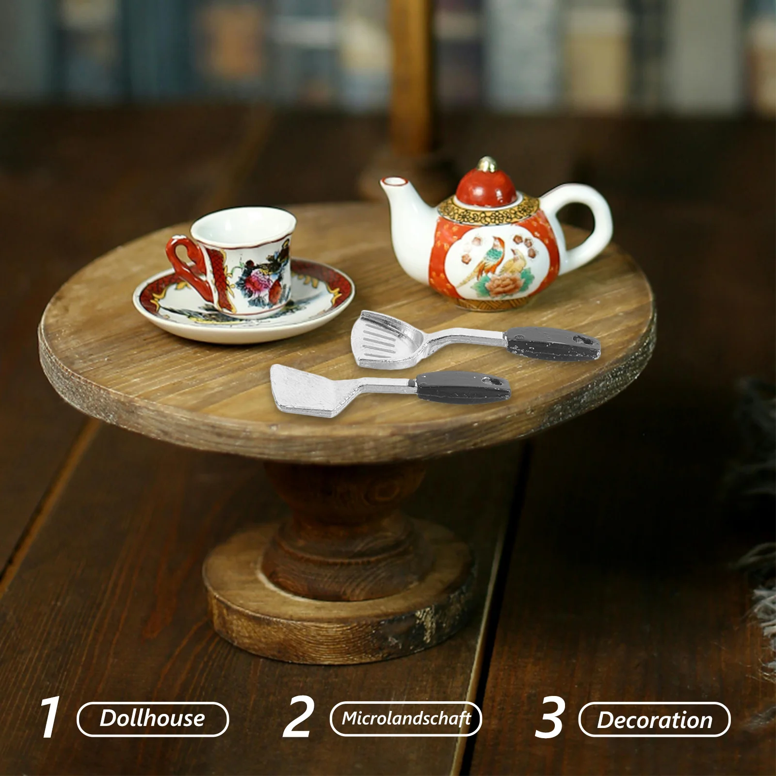 

1Set Mini Kitchen Spatula Dollhouse Accessory Realistic Cooking Utensil Pretend Play Miniature Kitchenware Set