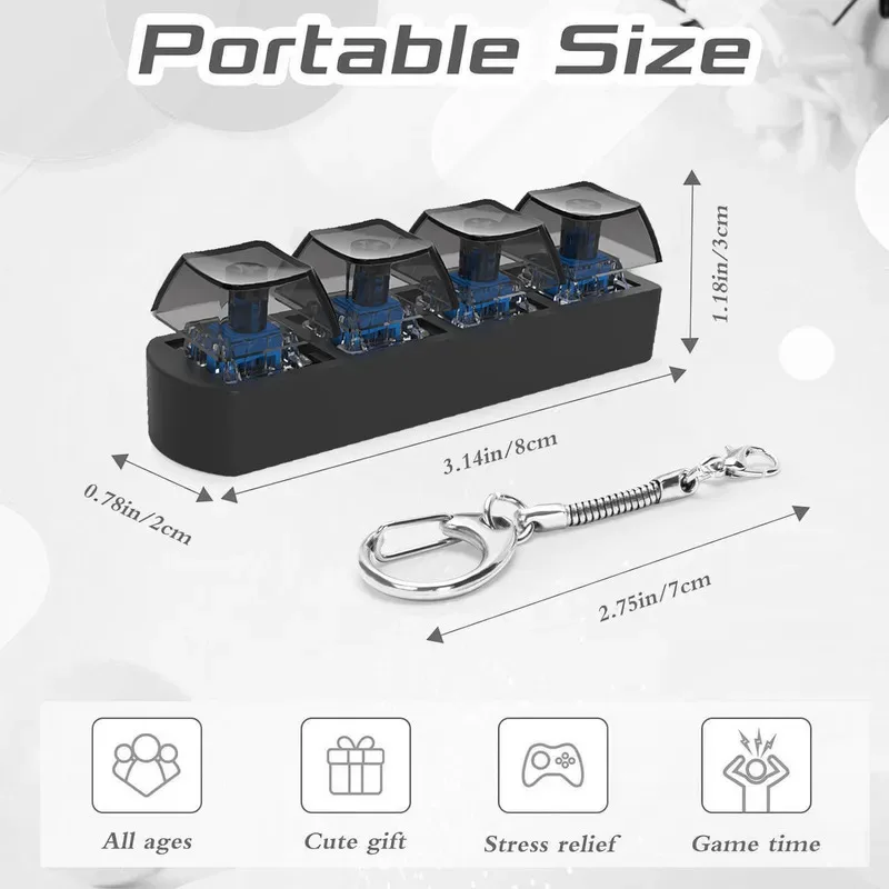 4 teclas botón de dedo juguetes antiestrés teclado mecánico teclas Oficina descompresión calmante llavero regalos para niños adultos