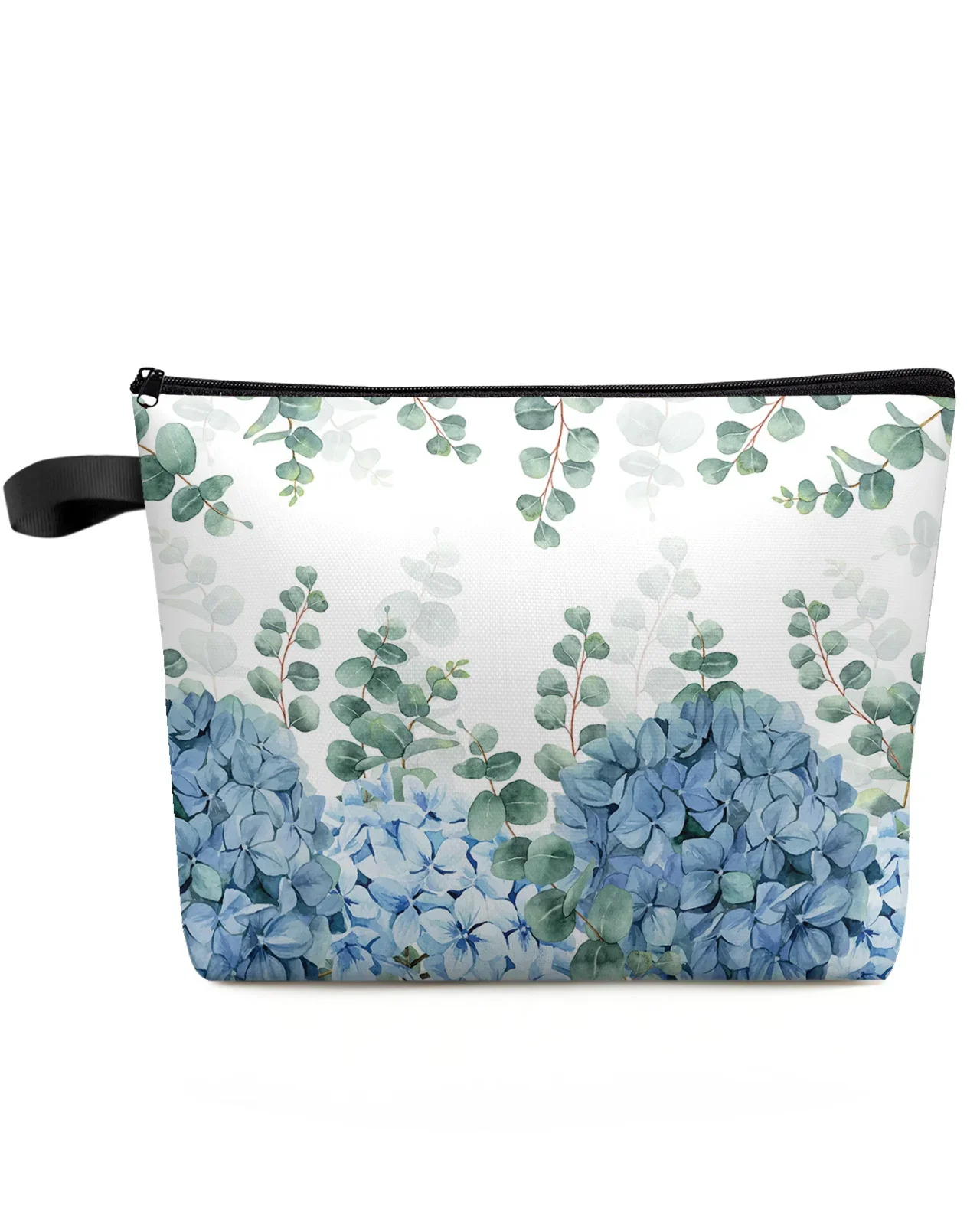 Eucalyptus Leaves Hydrangea Flower Plant Makeup Bag Pouch Travel Essentials Women Cosmetic Bags Organizer Storage Pencil Case