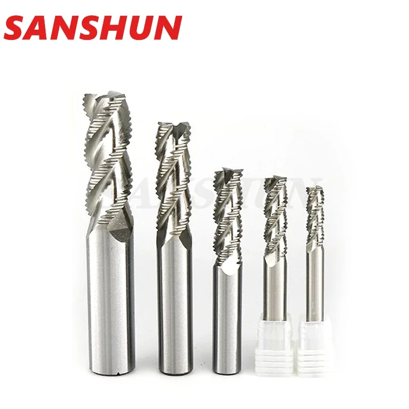 HRC55 4 Flute Coated Carbide Coarse Pitch CNC 3 Flute Lapped 45 Degree Helix Carbide Aluminium Ripper Carbide roughing end mill