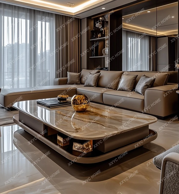 Modern coffee table light luxury high-end microcrystalline stone living room extended coffee table