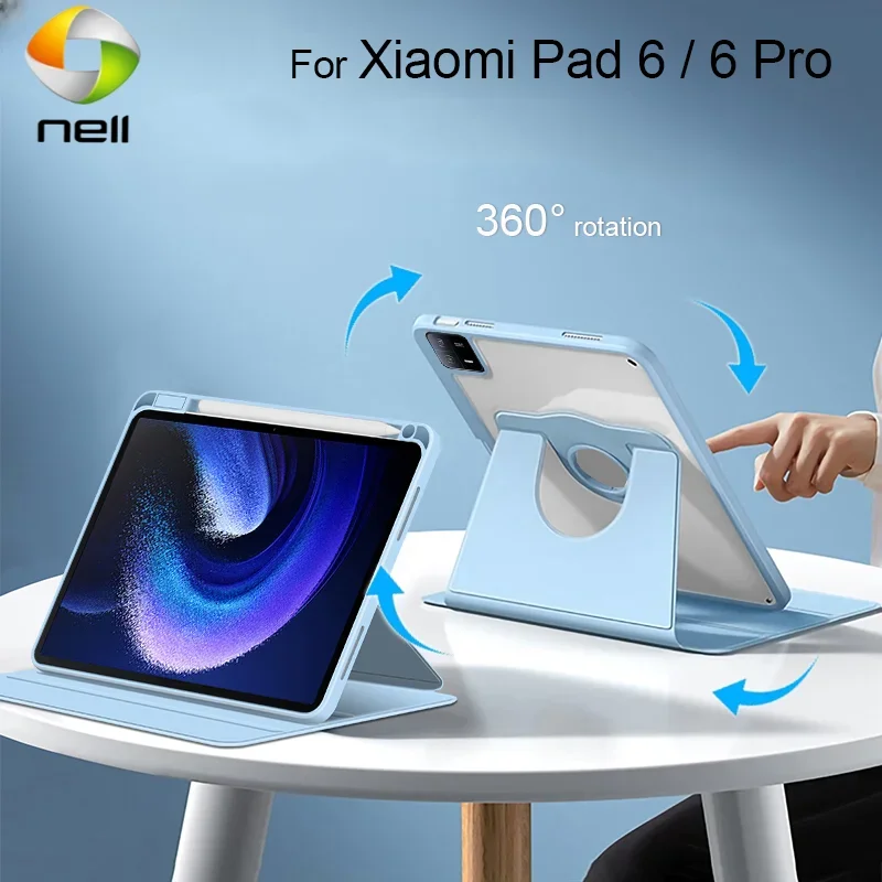 

360 Degree Rotatable Smart Tablet Case for Xiaomi Pad 6 MiPad 6 Pro 2023 11 inch with Pencil Holder Stand Cover Case