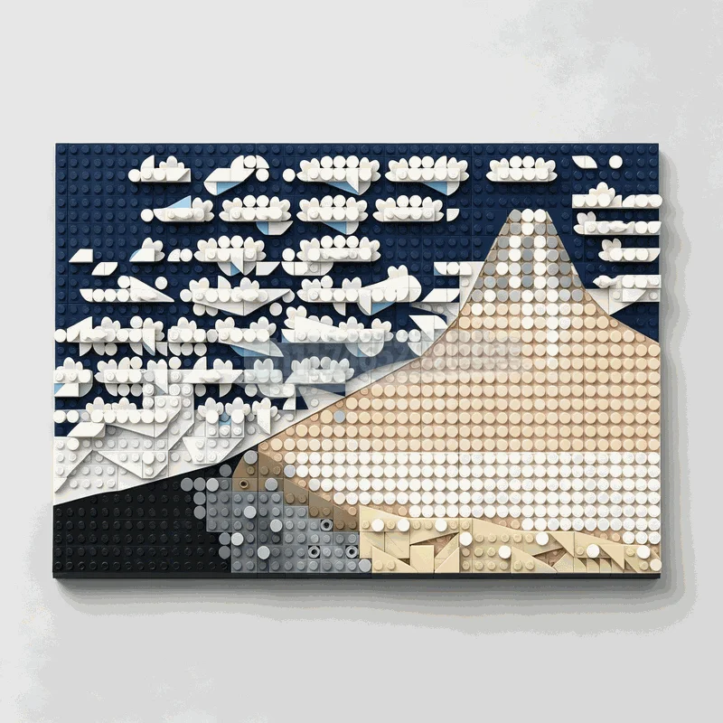 1639PCS Red Fuji Mountain Landscape MOC Creative Building Blocks Model Custom Puzzle DIY Assembly Art Display Collectible Gift
