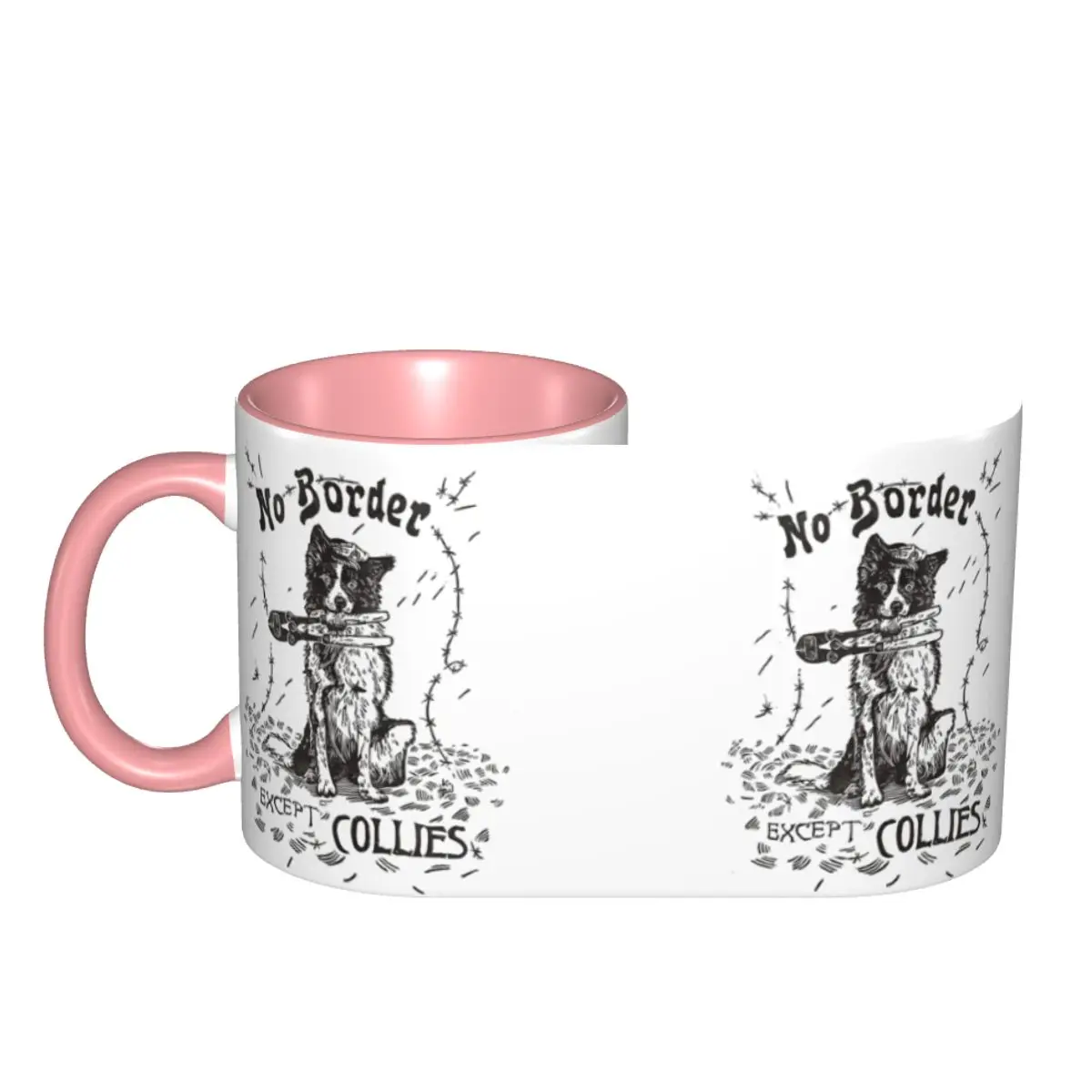 No Border Except Collies Mug Funny Ceramic Coffee Cups Tea Mugs Milk Cup Drinkware Gifts for Friends DIY Custom