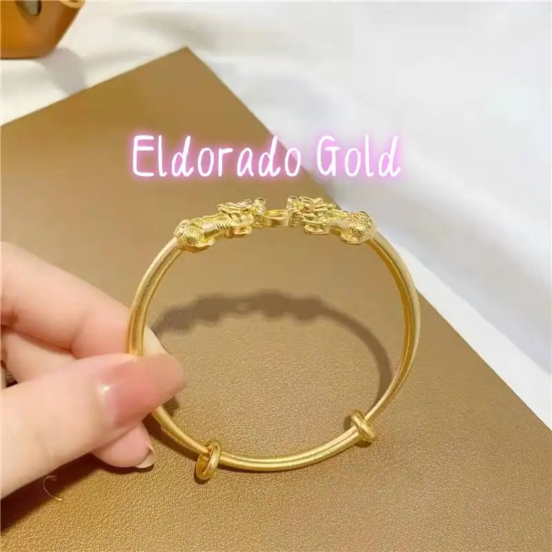 

Eldorado Gold Eldorado Gold 9999 24K real gold Pixiu Push and Pull Bracelet Double Pixiu Coins Women's Fashion Bracelet Bracele