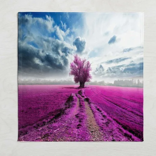 Else Carpet Else Purple Lavender Field Tree Wellsoft Patterned 3D Tv Blankets