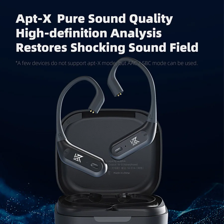 KZ AZ09 Pro Wireless Headphones Adapter Cable QCC3040 Bluetooth 5.2 Module Upgrade Cable Ear Hook C Pin With Charging Case