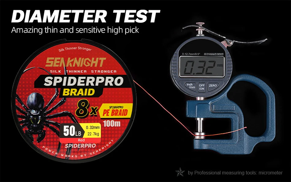 SeaKnight Brand SPIDERPRO X8 Serie Geflochtene Angelschnüre 8-fach geflochten 100M SUPER DÜNN BESCHICHTET Si+ MEERWASSERBESTÄNDIG PE-Schnur 15-100LB – Detail 9