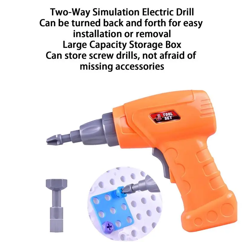 Kids Drill Toy Set Drill Screwdriver Building Toy Reusable Construction Building Toy With Drill Screwdriver Peg Board For