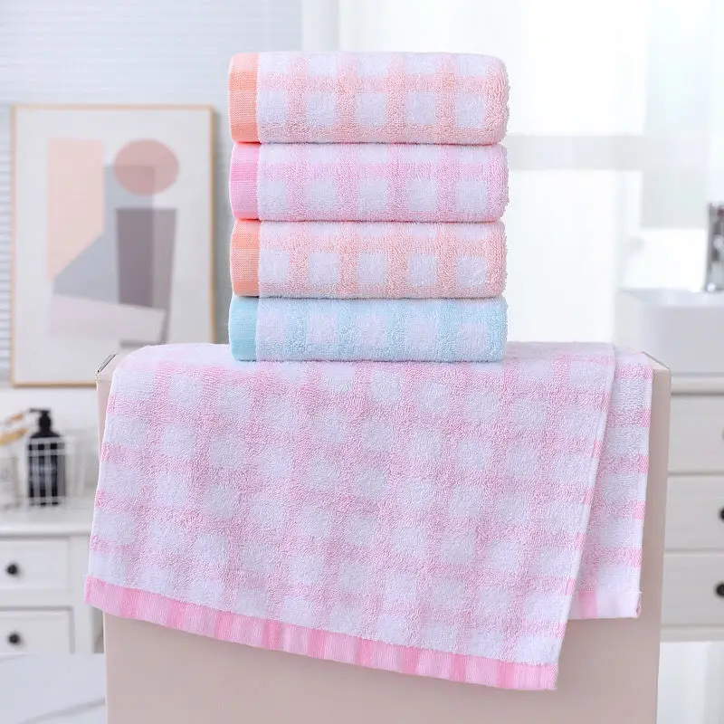 Cleaning Face Hair Bathroom Towel Shower Plaid Soft Comfortable Cozy Cotton Ins Simple Washable Microfiber Home Textile Plain