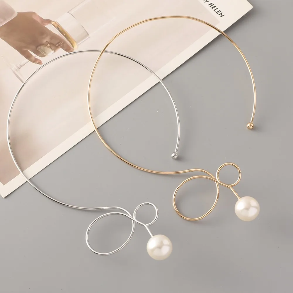 Корейское жемчужное колье с бантом в стиле панк, большой крутящий момент, имитация ожерелья, металлические ювелирные аксессуары