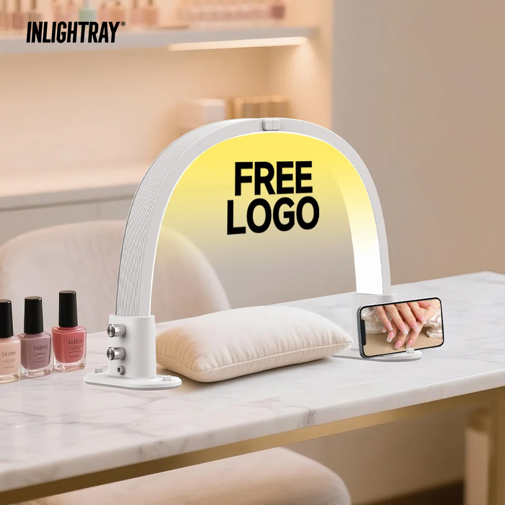 

Новая настольная LED-лампа для маникюра и наращивания ресниц 2026 года с бесплатным логотипом, мини-лампа для салонов красоты в форме полумесяца
