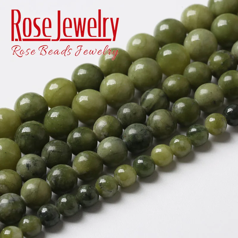 Natural Chinese Jades Beads Natural Green Chalcedony Stone Round Beads For Jewelry Making DIY Bracelets Necklace 6 8 10 12mm 15" - Image 2
