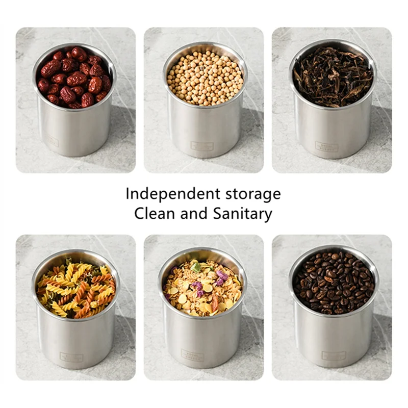 Food Sealed Box Stainless Steel Sealed Storage Jar Multigrain Storage Box Spice Coffee Storage Jar Fresh-Keeping Tank