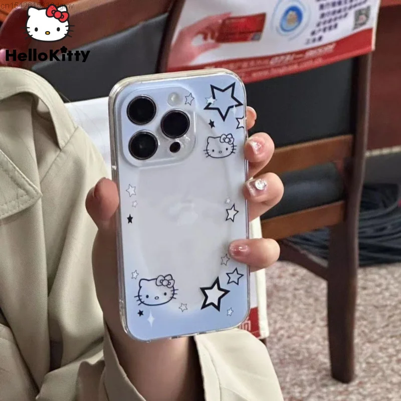 Sanrio Hello Kitty Fahion Star New Iphone Case Se 7 8 14 Plus Phone Cover 11 12 13 Pro Xs Max Transparent Original Apple Case