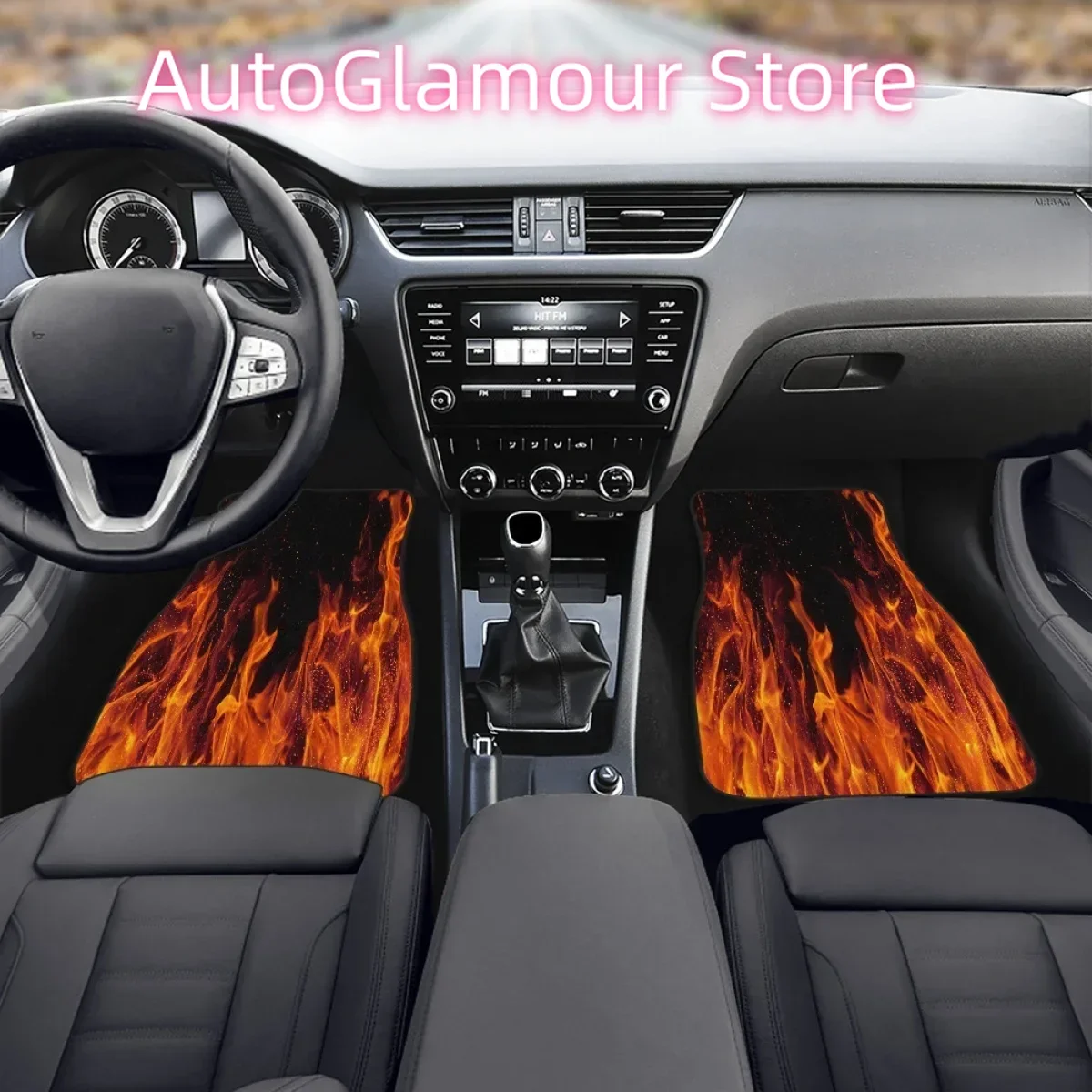 3D Red Flame Pattern Car Floor Mats Full Set 4 Pcs Universal Car Front Floor Carpet Set Animal Vehicle Floor Protection Rugs New
