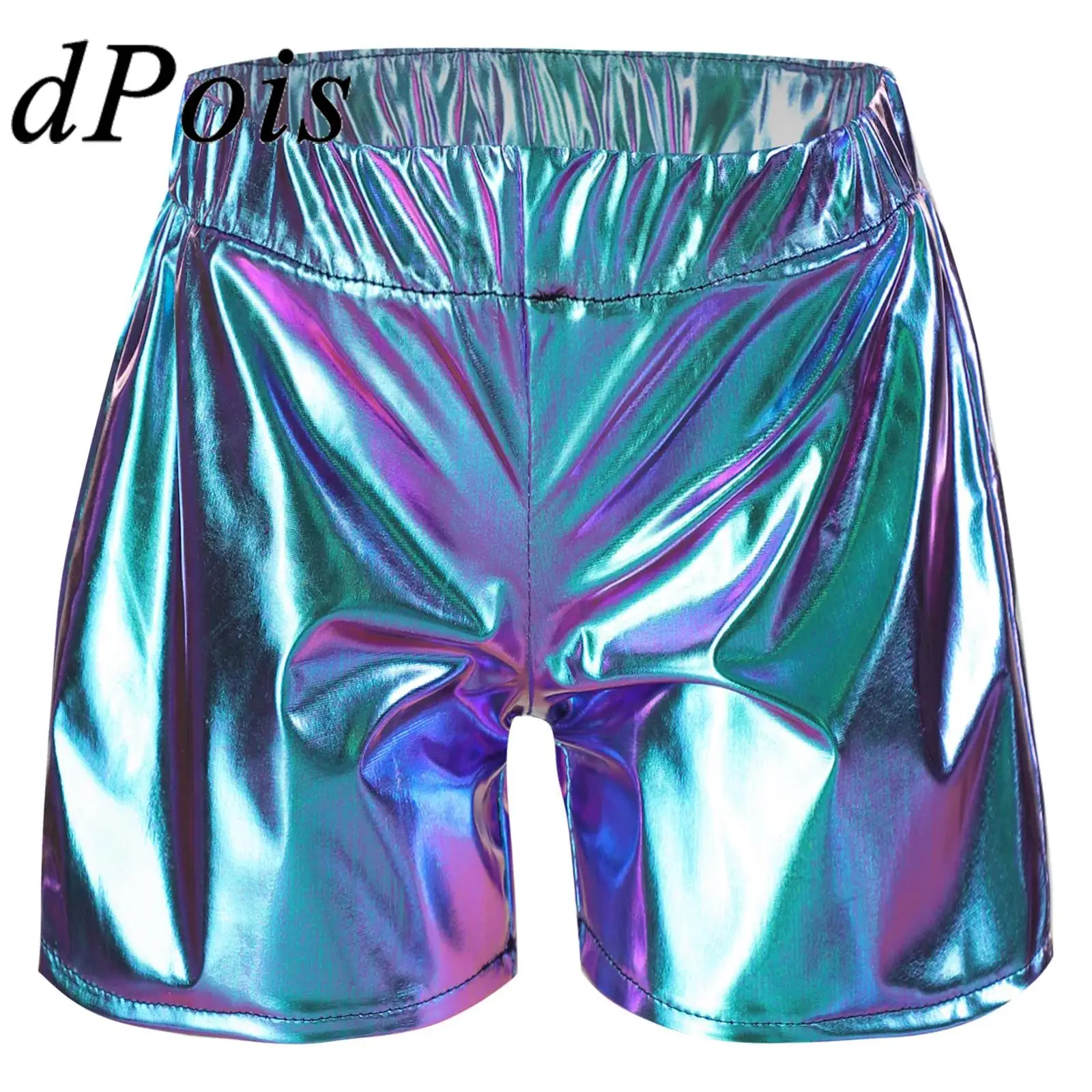 

Fashion Children's Shorts Jazz Dance Costume Kids Girls Metallic Shorts Elastic Waistband Sparkly Shorts Short Pants Streetwear