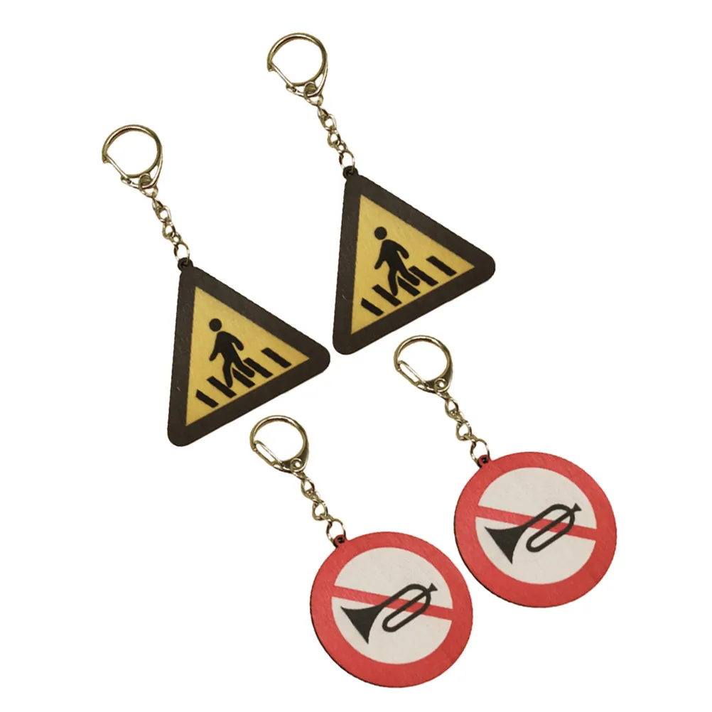 

4Pcs Road Traffic Sign Keychain Pendant for Car Keys House Keys Purse Bag Backpack Wallet Phone Luggage Hanging Decoration Metal
