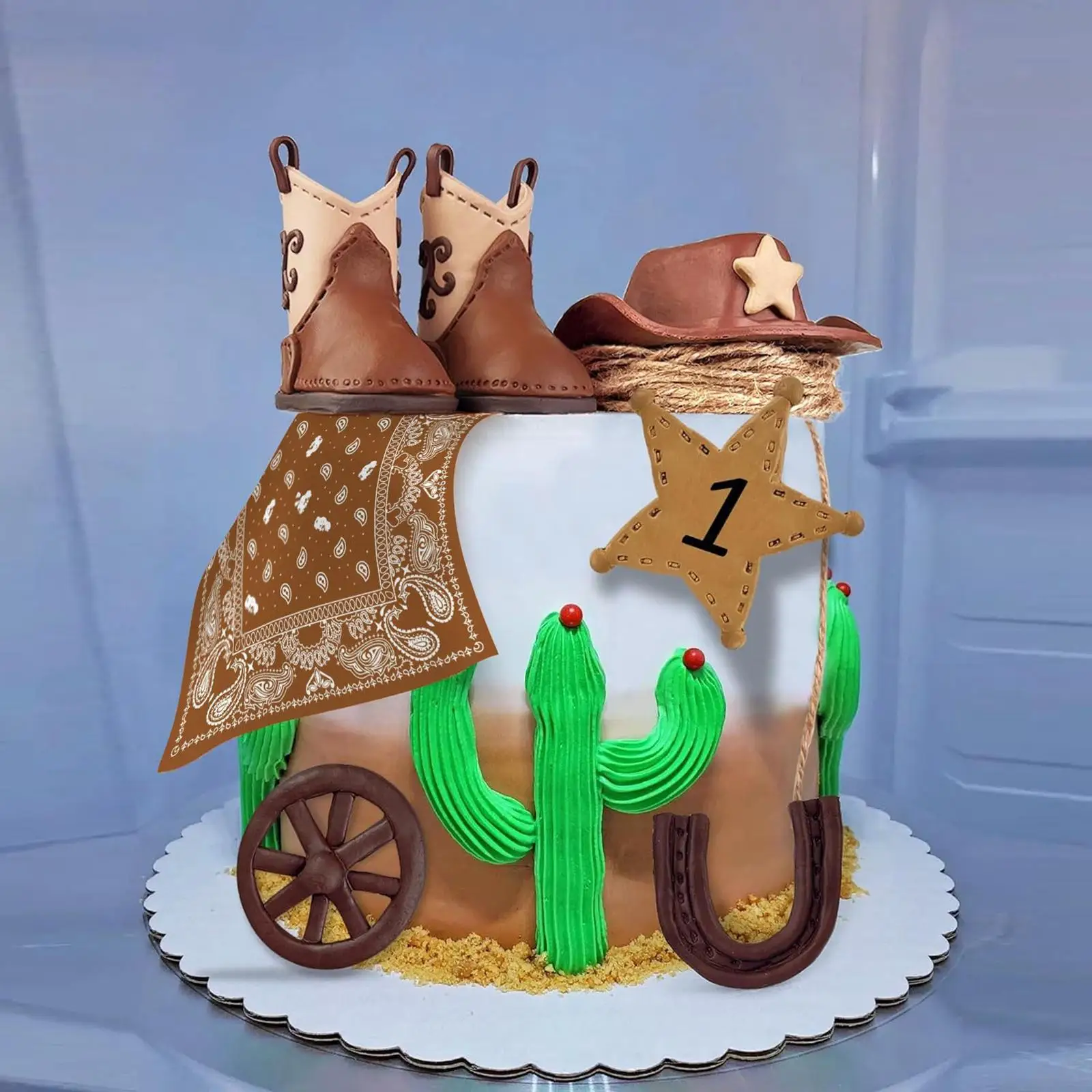 Cowboy Hat Boot Cake Topper for Celebration Girls Boys Birthday Events